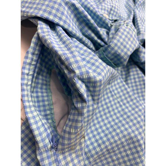 L.L.Bean Womens Medium Button-Up Gingham Shirt Blue & Green Long Sleeve 23i - Picture 11 of 12